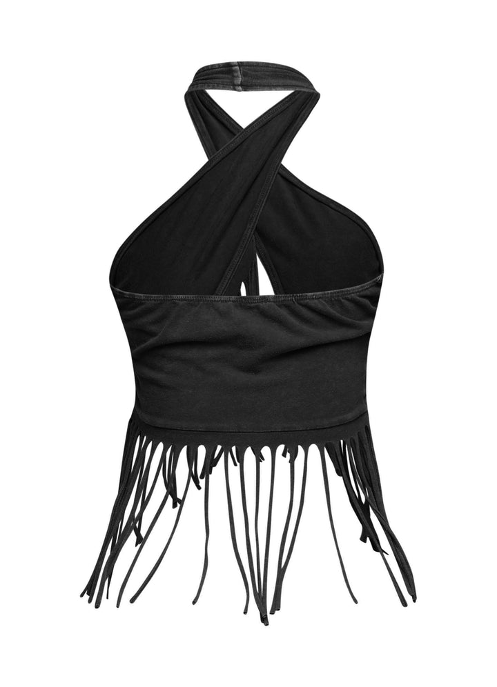 Fringe halter top