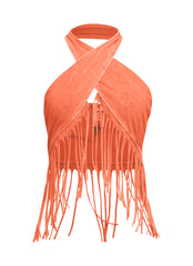 Fringe halter top