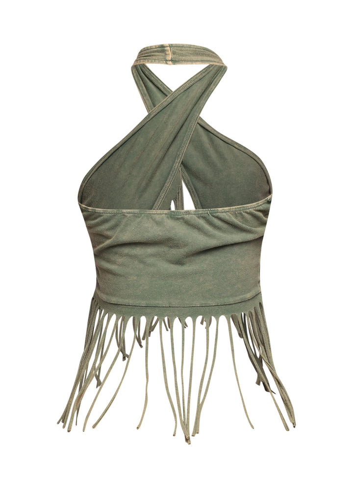 Fringe halter top