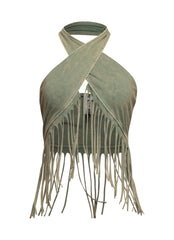 Fringe halter top
