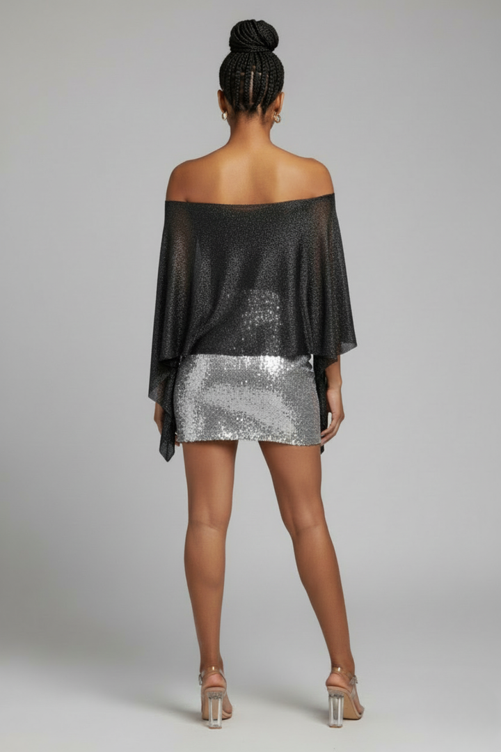 Glow Motion Off Shoulder Shimmer Top