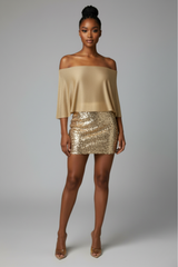Glow Motion Off Shoulder Shimmer Top