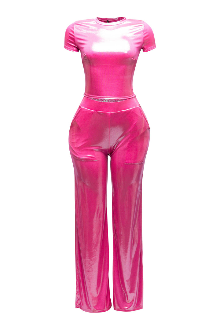 Crop top and wide leg pants