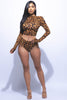 Leopard long sleeve and booty short set