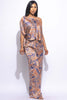 Satin one shoulder flowy set with wide leg pants