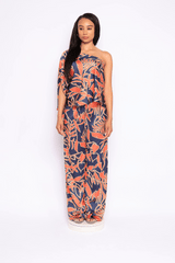 Satin one shoulder flowy set with wide leg pants