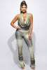 Ombre printed halter neck & ruching pants set