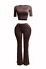 Short sleeve crop top & flare pants set