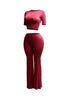 Short sleeve crop top & flare pants set