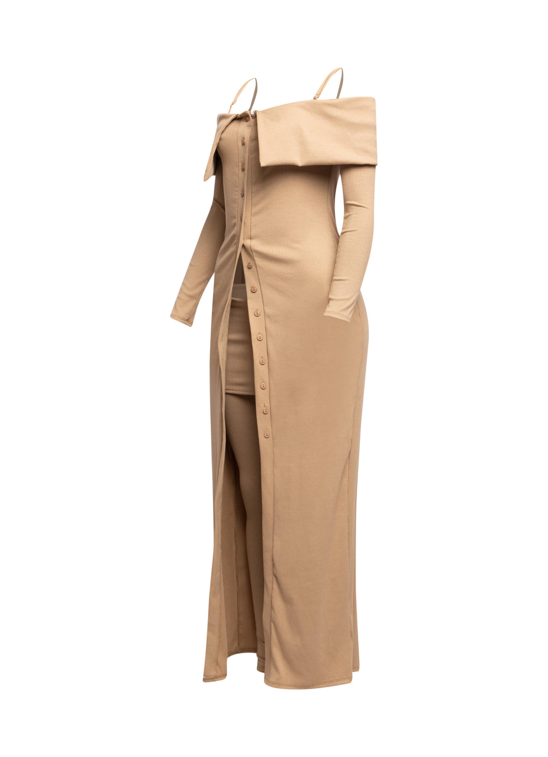 Long length spaghetti strap and off shoulder top & skirt leggings set