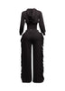 Hoodie jacket and side tassel pants set