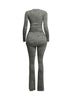 Washed rib round neck long sleeve & pants set