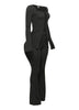 Ribbed pant set with slit detail