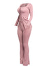 Ribbed pant set with slit detail