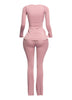 Ribbed pant set with slit detail