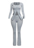 Ribbed pant set with slit detail