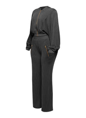 Zipper closure hoodie jacket & pants set