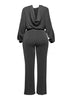 Zipper closure hoodie jacket & pants set