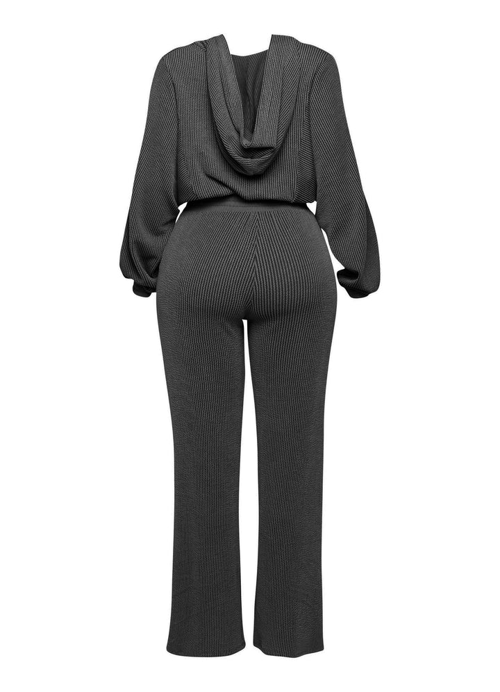 Zipper closure hoodie jacket & pants set