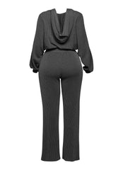 Zipper closure hoodie jacket & pants set