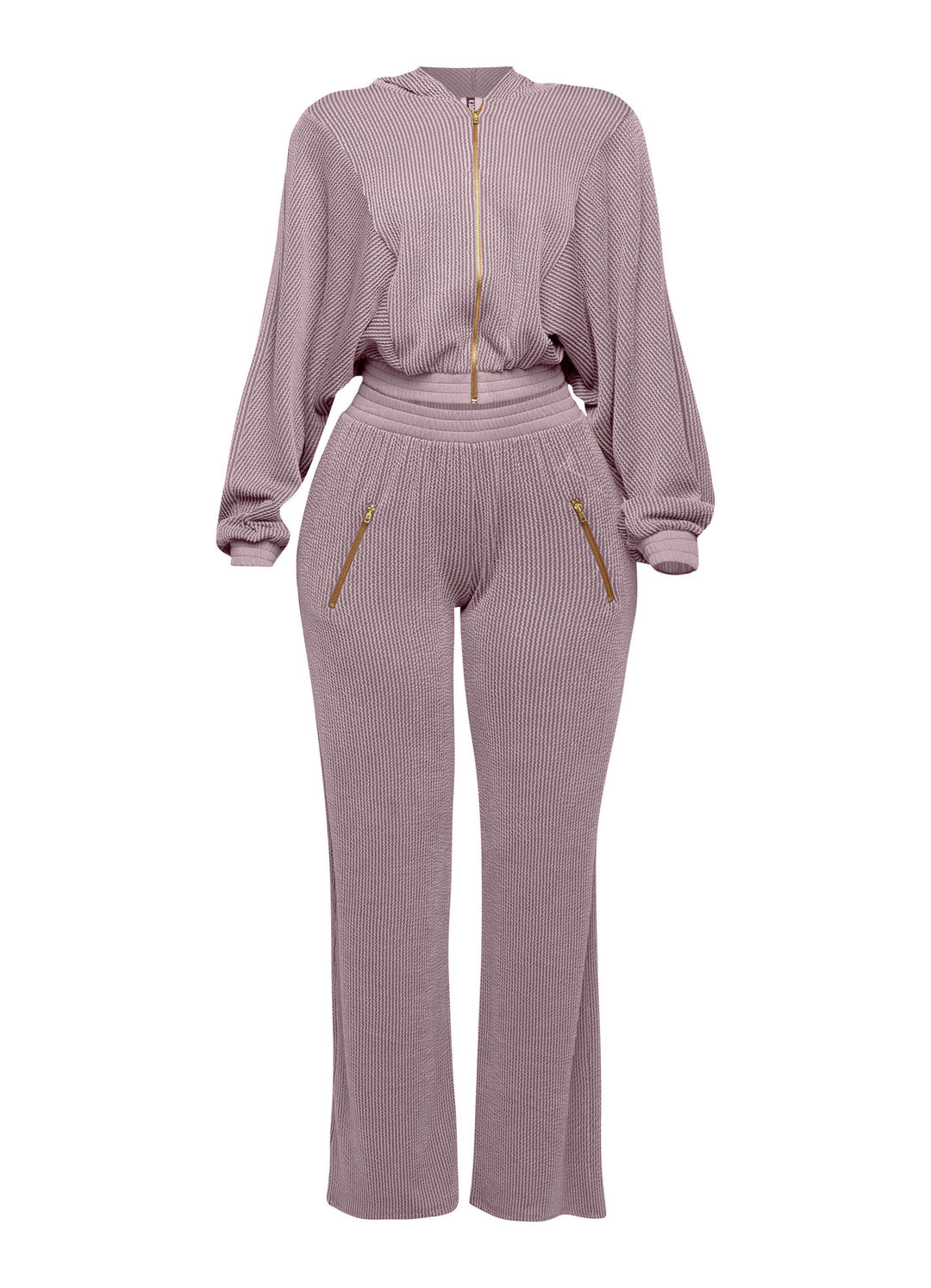 Zipper closure hoodie jacket & pants set