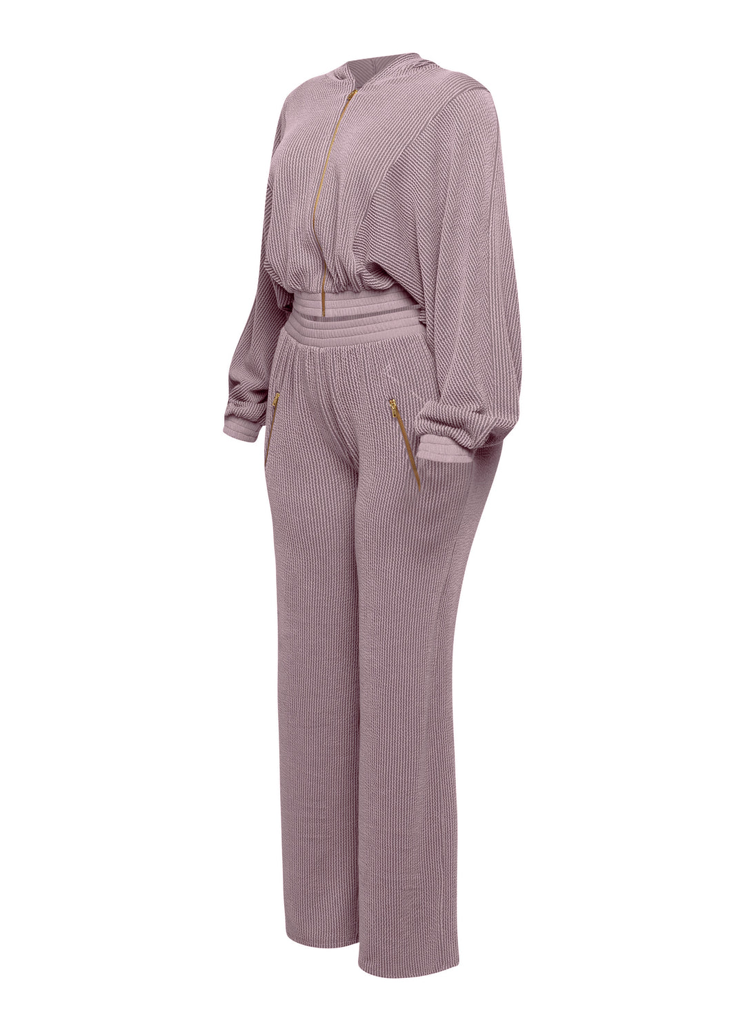 Zipper closure hoodie jacket & pants set