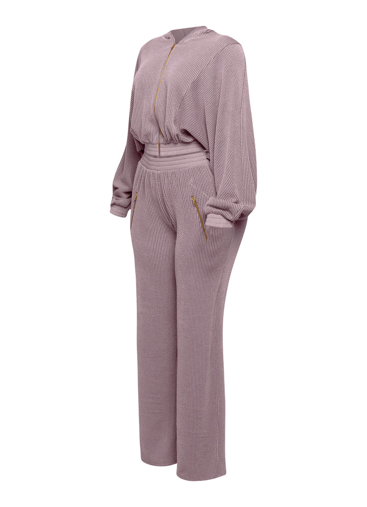 Zipper closure hoodie jacket & pants set