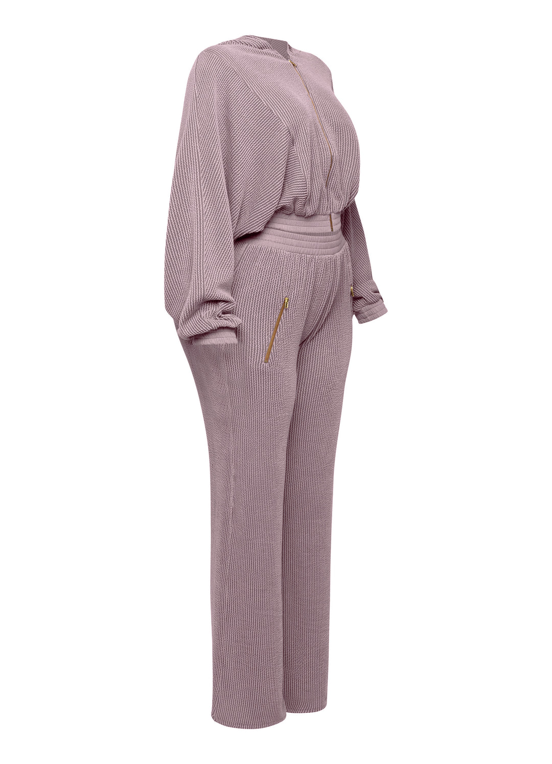 Zipper closure hoodie jacket & pants set