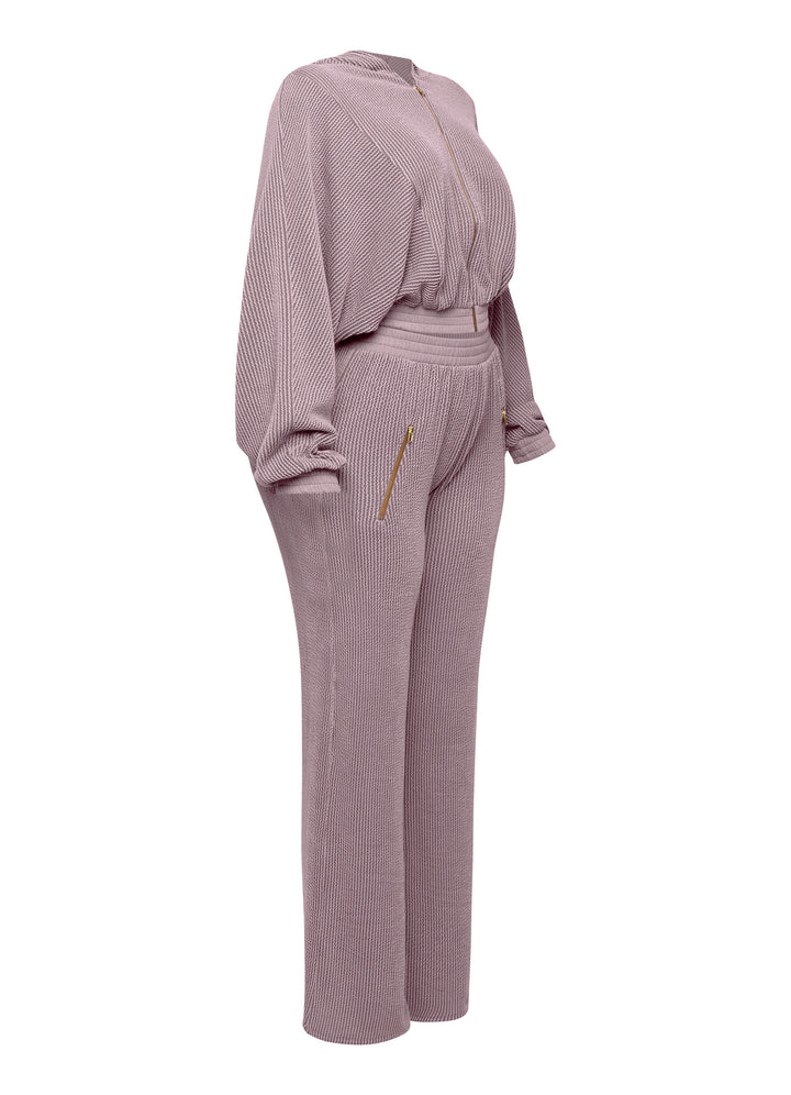 Zipper closure hoodie jacket & pants set