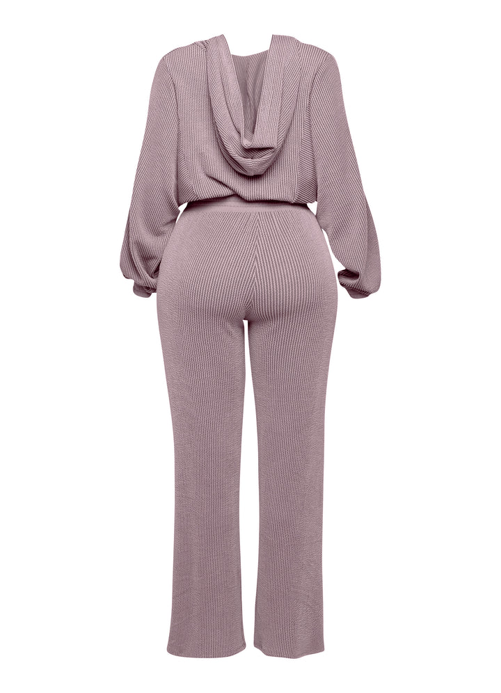 Zipper closure hoodie jacket & pants set