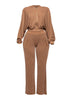 Zipper closure hoodie jacket & pants set