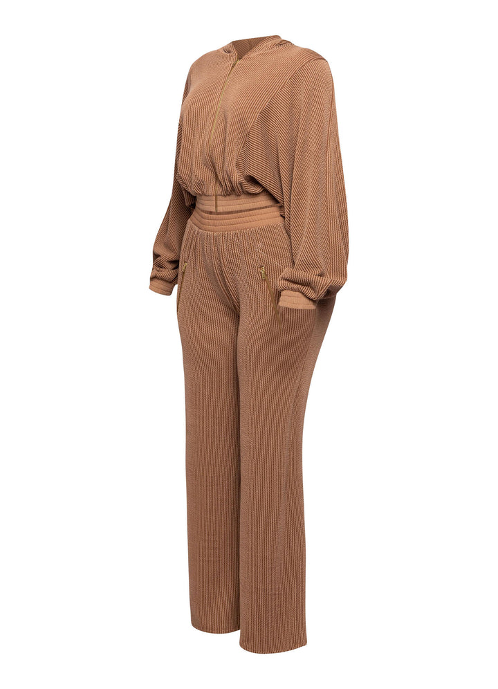 Zipper closure hoodie jacket & pants set