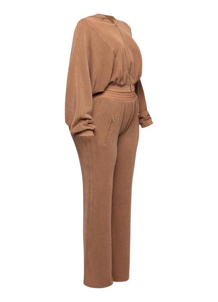 Zipper closure hoodie jacket & pants set