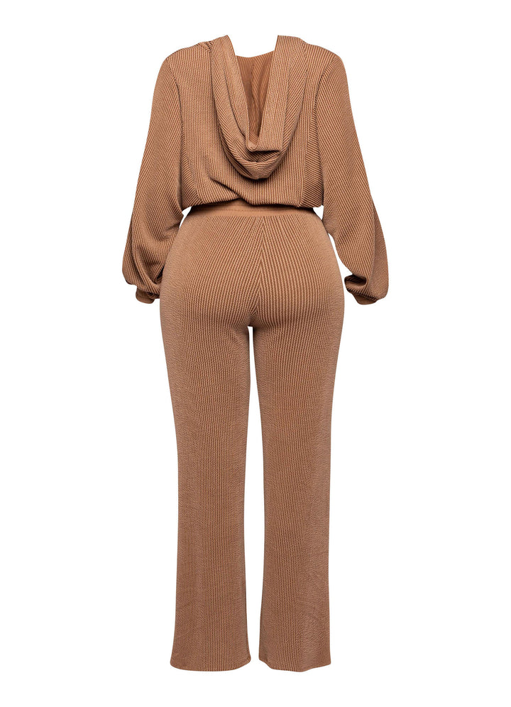 Zipper closure hoodie jacket & pants set