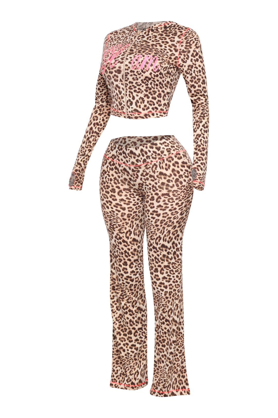 Glam Vibes Leopard Zip Hoodie Set.
