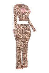 Glam Vibes Leopard Zip Hoodie Set.