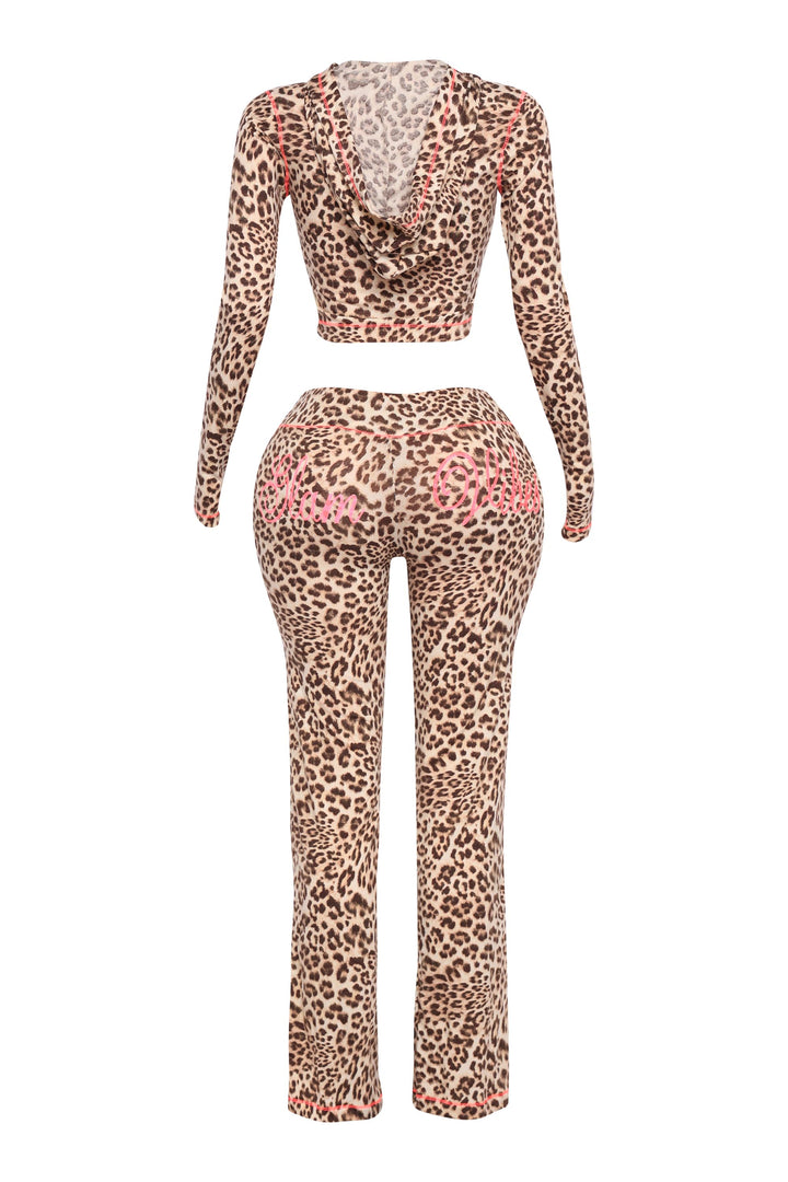 Glam Vibes Leopard Zip Hoodie Set.