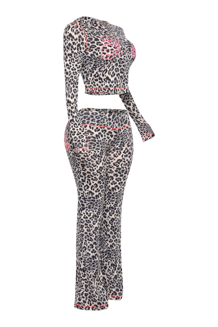 Glam Vibes Leopard Zip Hoodie Set.