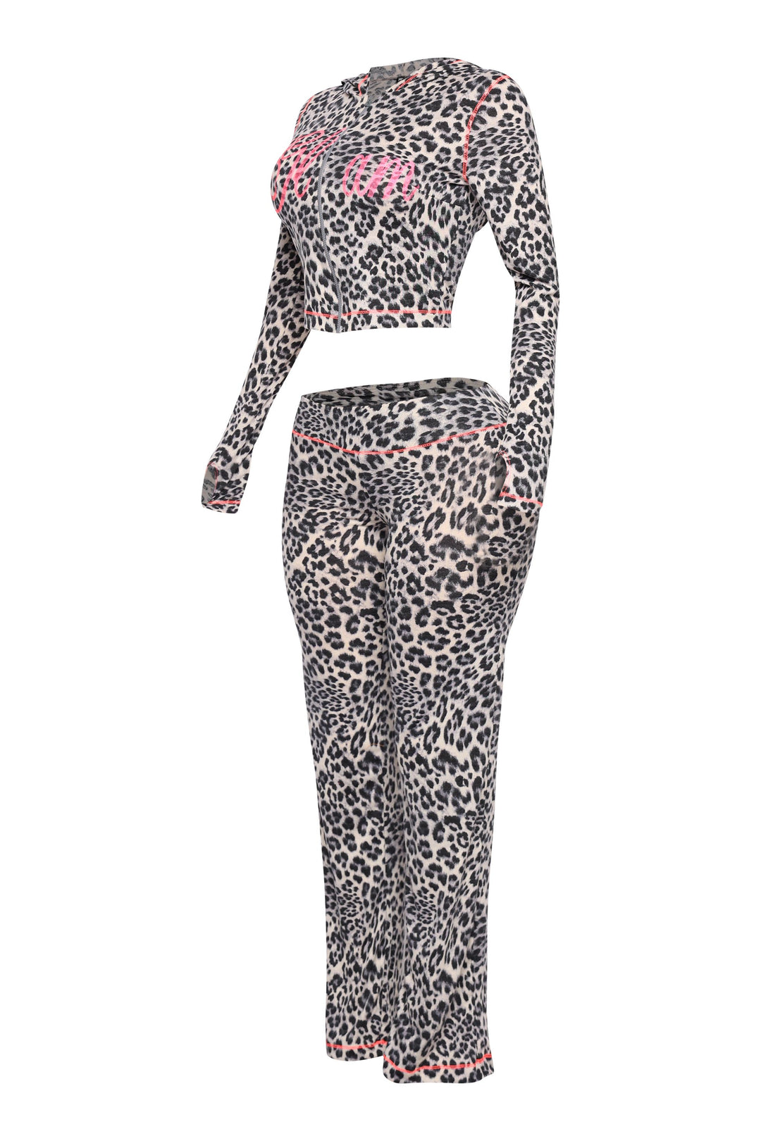 Glam Vibes Leopard Zip Hoodie Set.