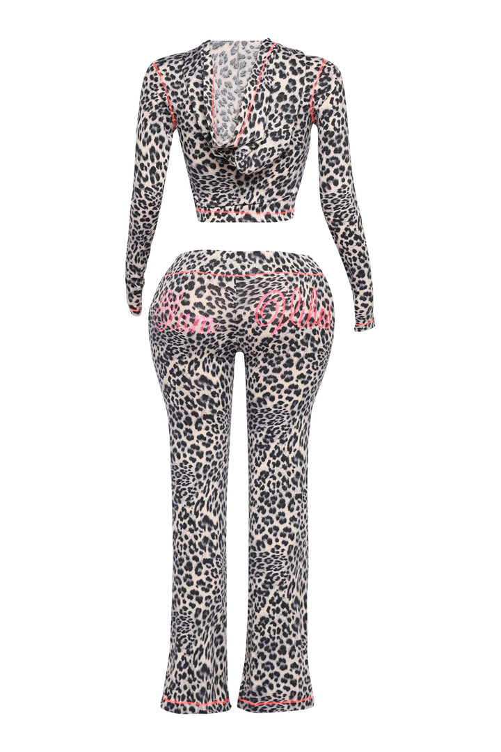 Glam Vibes Leopard Zip Hoodie Set.