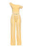 Color contrast detailed off shoulder SET.