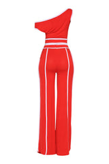 Color contrast detailed off shoulder SET.