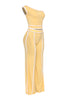 Color contrast detailed off shoulder SET.