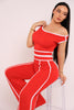 Color contrast detailed off shoulder SET.