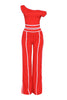 Color contrast detailed off shoulder SET.