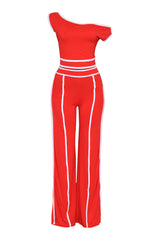 Color contrast detailed off shoulder SET.