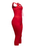 Stylish red tie-front crop tank and capri pant set, perfect for casual outings or statement summer fits.