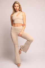 Cut-Out Top and Flare Pants Set