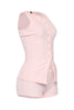 Light pink cotton lounge tank and mini shorts with flattering bodycon fit