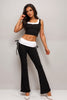 Color contrast tank top and foldover band pant set